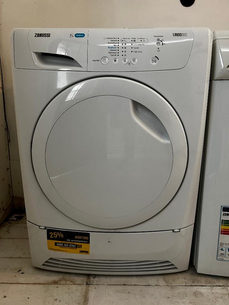 Zanussi Condensdroger Lindo 100, Witgoed en Apparatuur, Wasdrogers, Ophalen, 6 tot 8 kg, Zo goed als nieuw, Voorlader