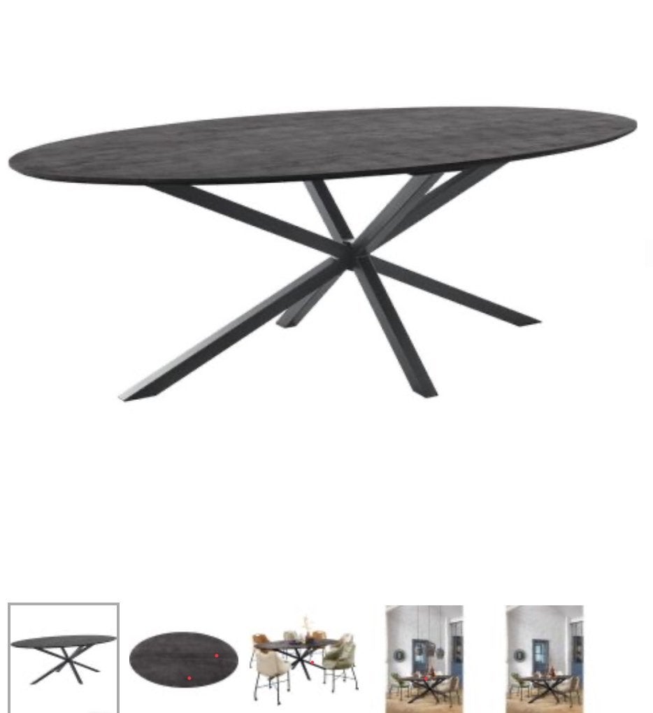 Mooie ovalen zwarte tafel mangohout, Huis en Inrichting, Ophalen, 100 tot 150 cm, 200 cm of meer, Zo goed als nieuw