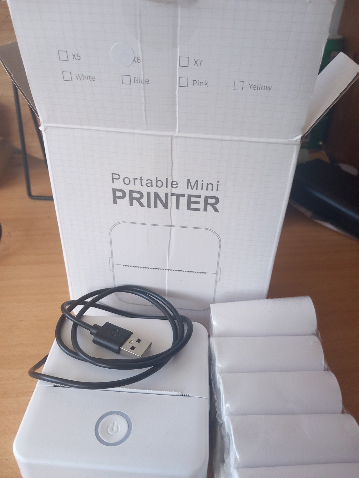 Mini draagbare printer met 10 rollen (5x plak, 5x normaal), Computers en Software, Printers, Zwart-en-wit printen, Onbekend, Printer