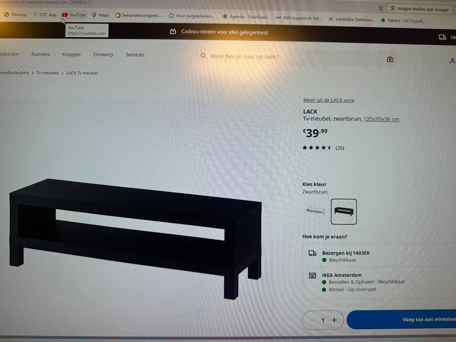 Tv meubel, Huis en Inrichting, Ophalen, 100 tot 150 cm, 75 cm of meer, Zo goed als nieuw
