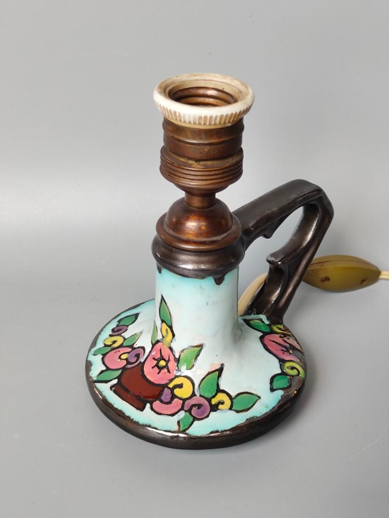 Art Nouveau Longwy of Limoges France keramiek porselein lamp, Verzenden