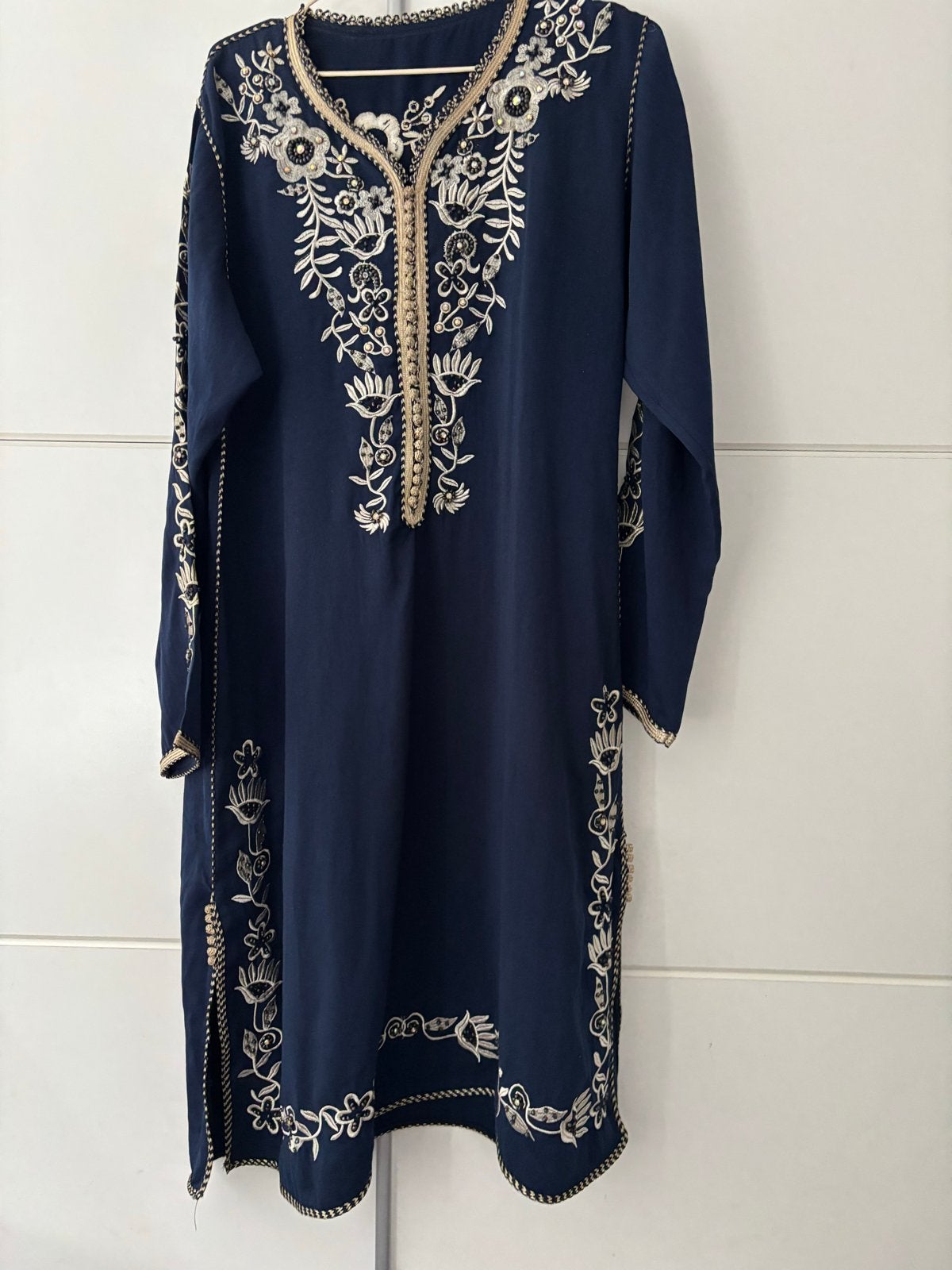 Mooie Caftan Tuniekje met borduursels, Kleding | Dames, Maat 38/40 (M), Blauw, Ophalen of Verzenden, Zo goed als nieuw