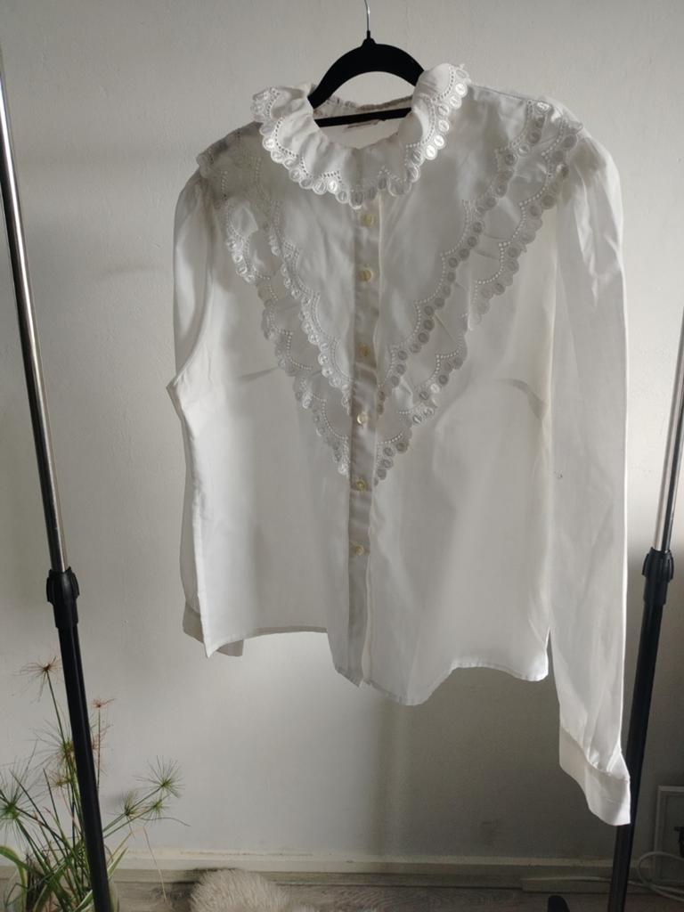 Vintage witte blouse met kanten kraag - Maat 46, Wit, Maat 46/48 (XL) of groter, Golden Gate, Ophalen of Verzenden