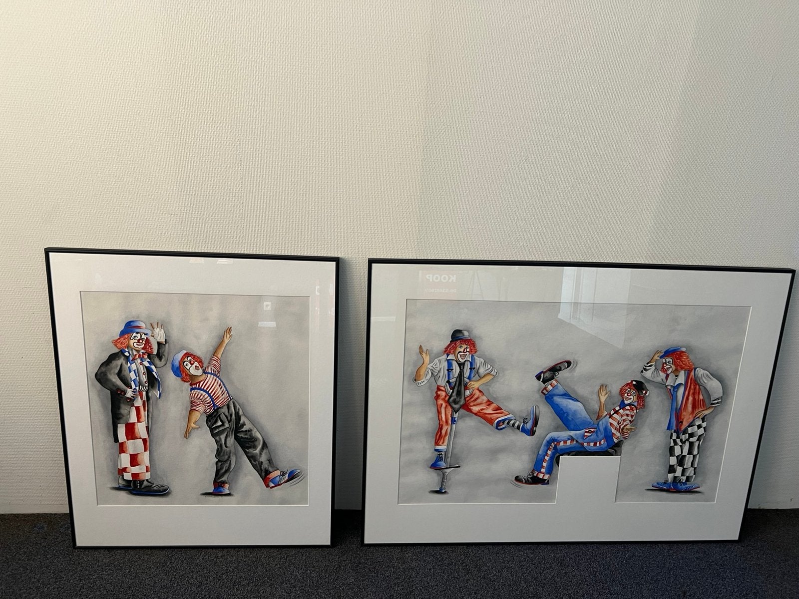 Exclusief 2-Luik Schilderij CIRCUS - CLOWNS Liesbeth de Haas, Ophalen, Oorspronkelijke maker, 125 cm of meer, Zo goed als nieuw