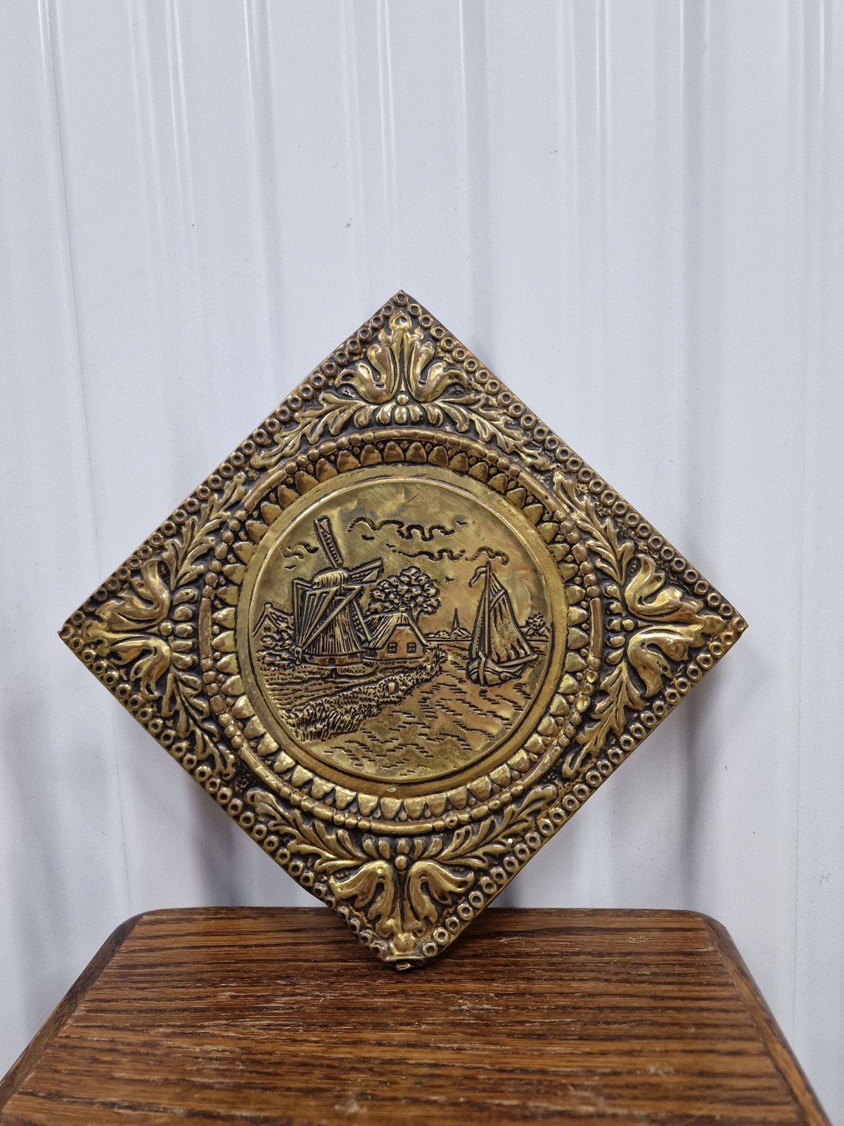 Boot antiek wandbordje decoratie deco windmolen plaat hollan, Ophalen of Verzenden