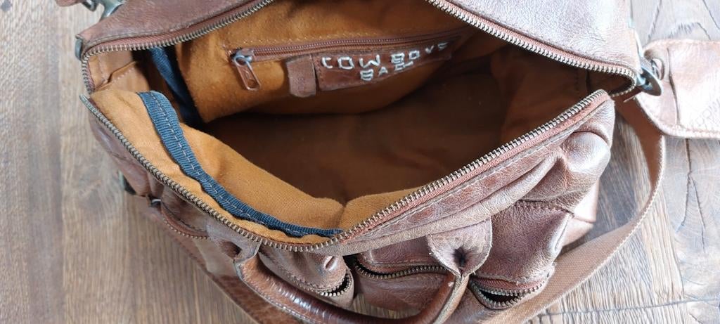 Cowboysbag klein. Rits stuk, Ophalen of Verzenden, Gebruikt, Bruin