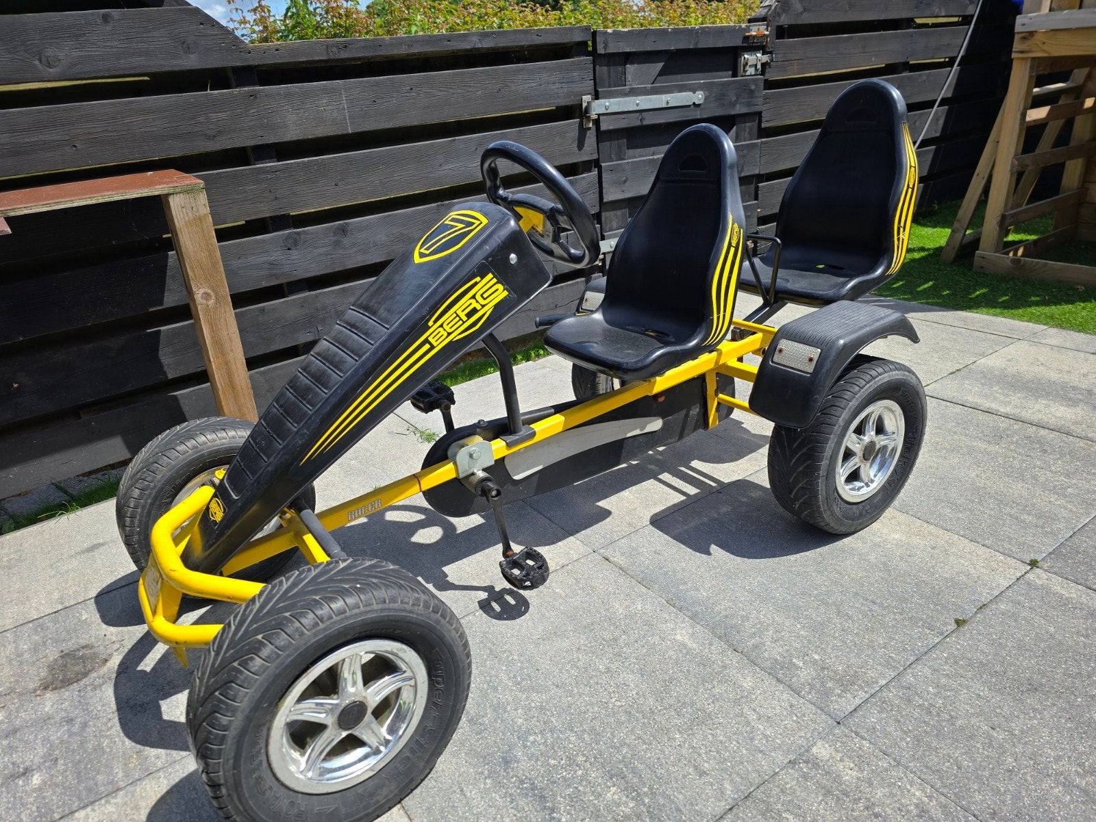 Berg Racer skelter met duozit - Geel/Zwart, Kinderen en Baby's, Speelgoed | Buiten | Skelters, Ophalen, Gebruikt, Berg, Duozit