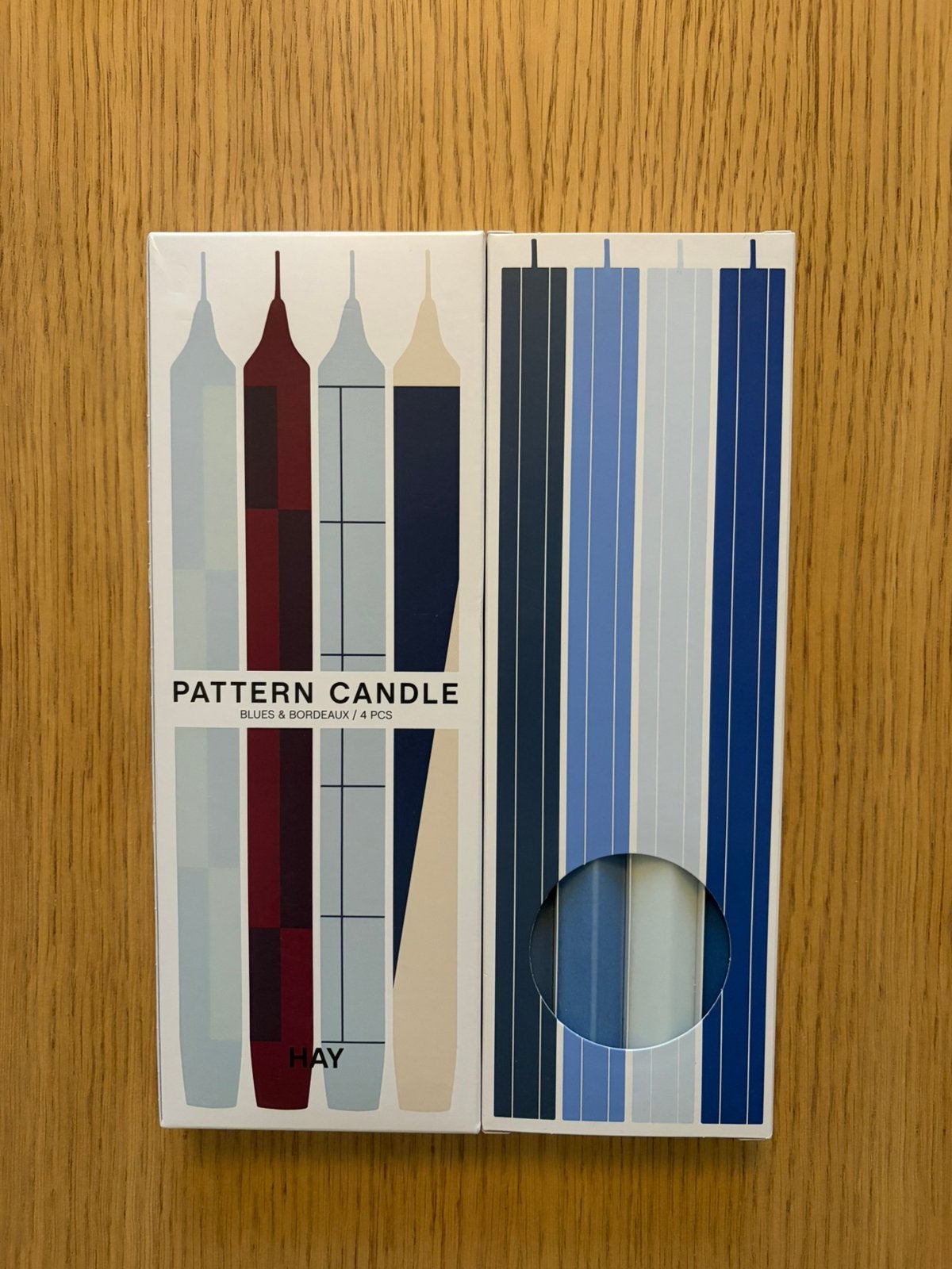 2x Hay Pattern Candle Hexagon Candle set van 4 rood blauw, Overige materialen, Blauw, Nieuw, Ophalen of Verzenden