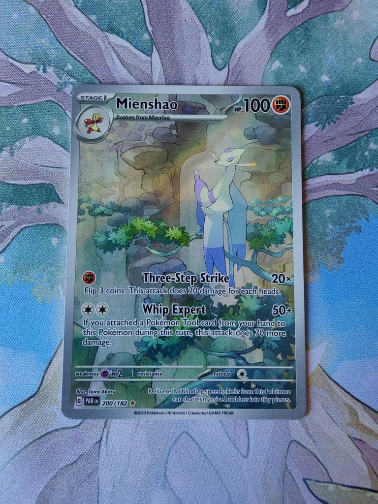 Pokemon paradox rift mienshao illustration 200/182, Ophalen of Verzenden, Nieuw, Losse kaart, Foil