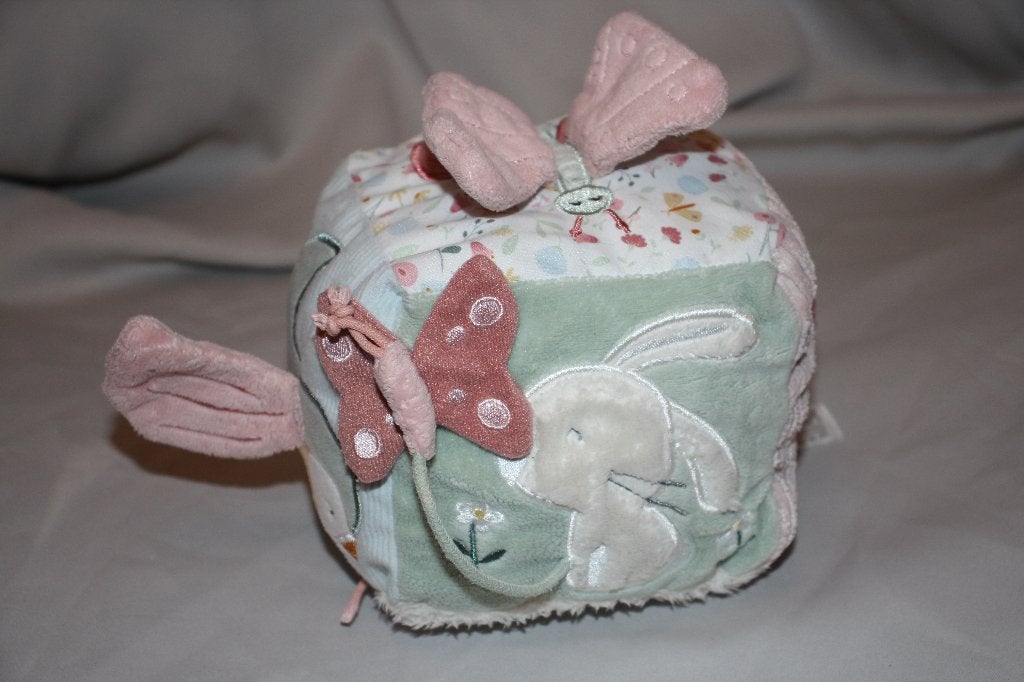 Little Dutch Activiteitenkubus pluche - roze konijn vogel, Kinderen en Baby's, Ophalen of Verzenden, Gebruikt, Konijn, Little Dutch