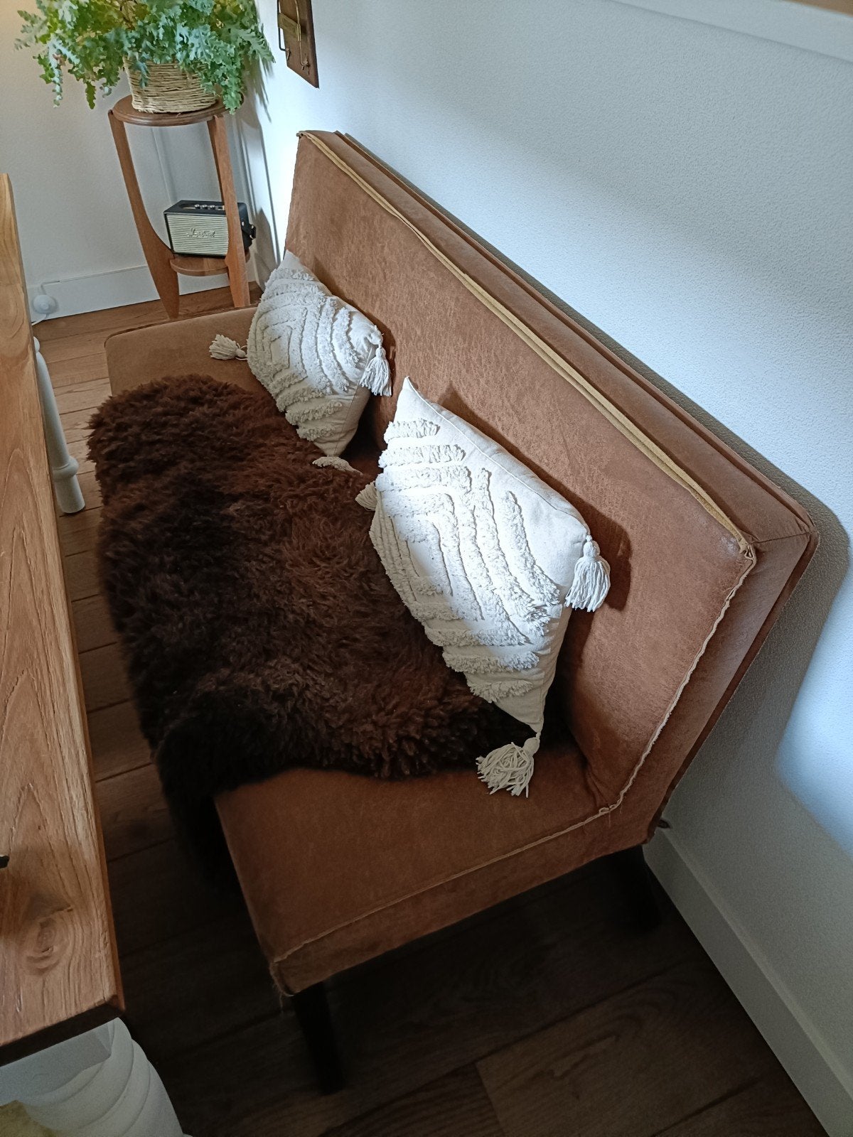 Eetkamerbankje, Be Pure Home bruin, leather look, 150 cm lan, Ophalen, Strak, Gebruikt, Bruin