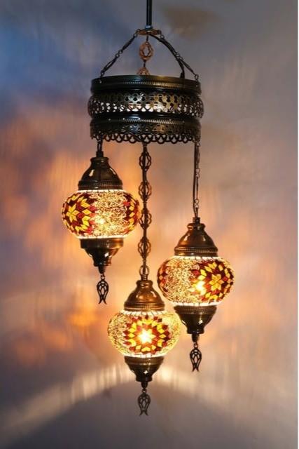 Oosterse Arabische Marrakech glasmozaiek kroonluchters set 3, Oosters Arabisch 1001nacht Boho Ibiza Marrakech Marokkaans Turks