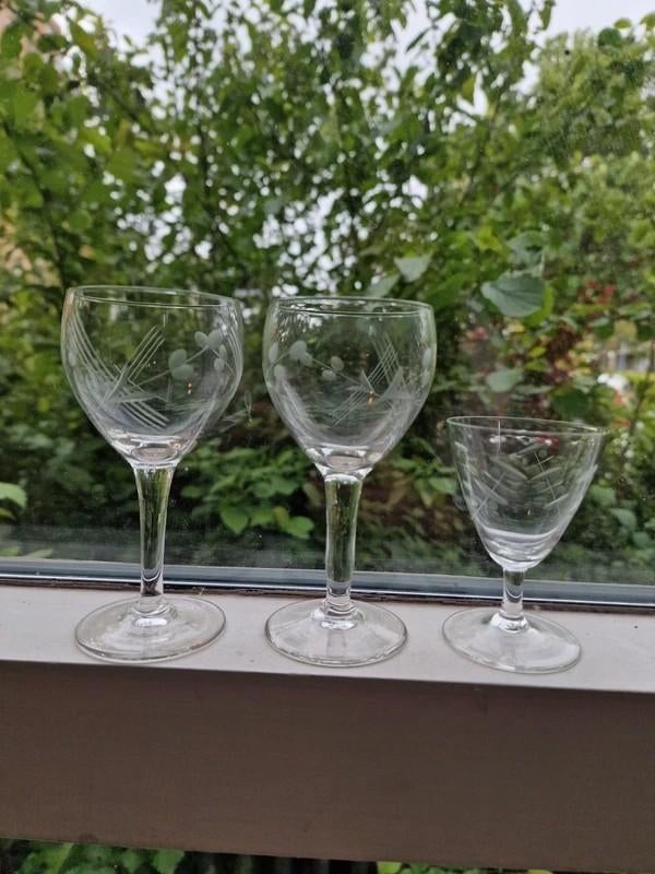 Vintage Kristallen Port- & Likeurglazen Set Art Deco, Antiek en Kunst, Antiek | Glas en Kristal, Ophalen of Verzenden