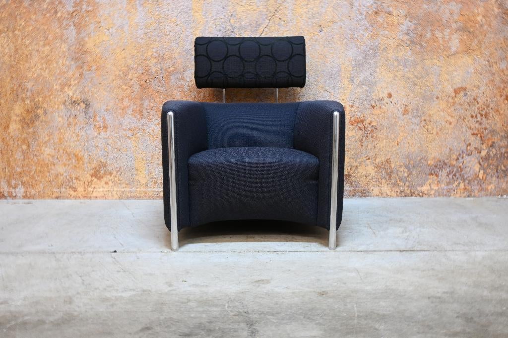 ZGANieuw 2 zwarte stoffen Leolux Goncharov design fauteuils, Leolux, Leolux, 75 tot 100 cm, Ophalen of Verzenden