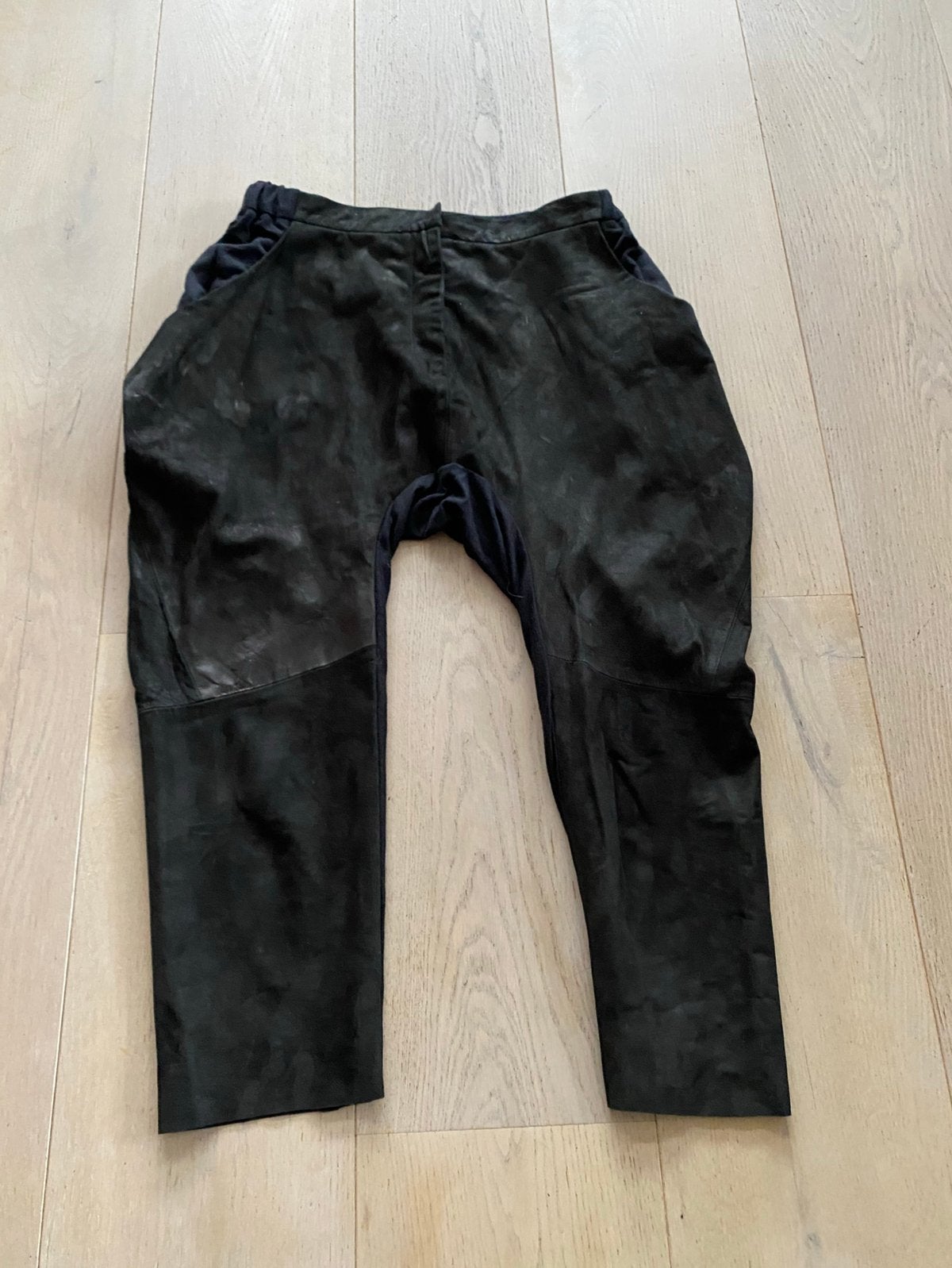 Hache broek wol leer M, Maat 38/40 (M), Zwart, Ophalen of Verzenden, Zo goed als nieuw
