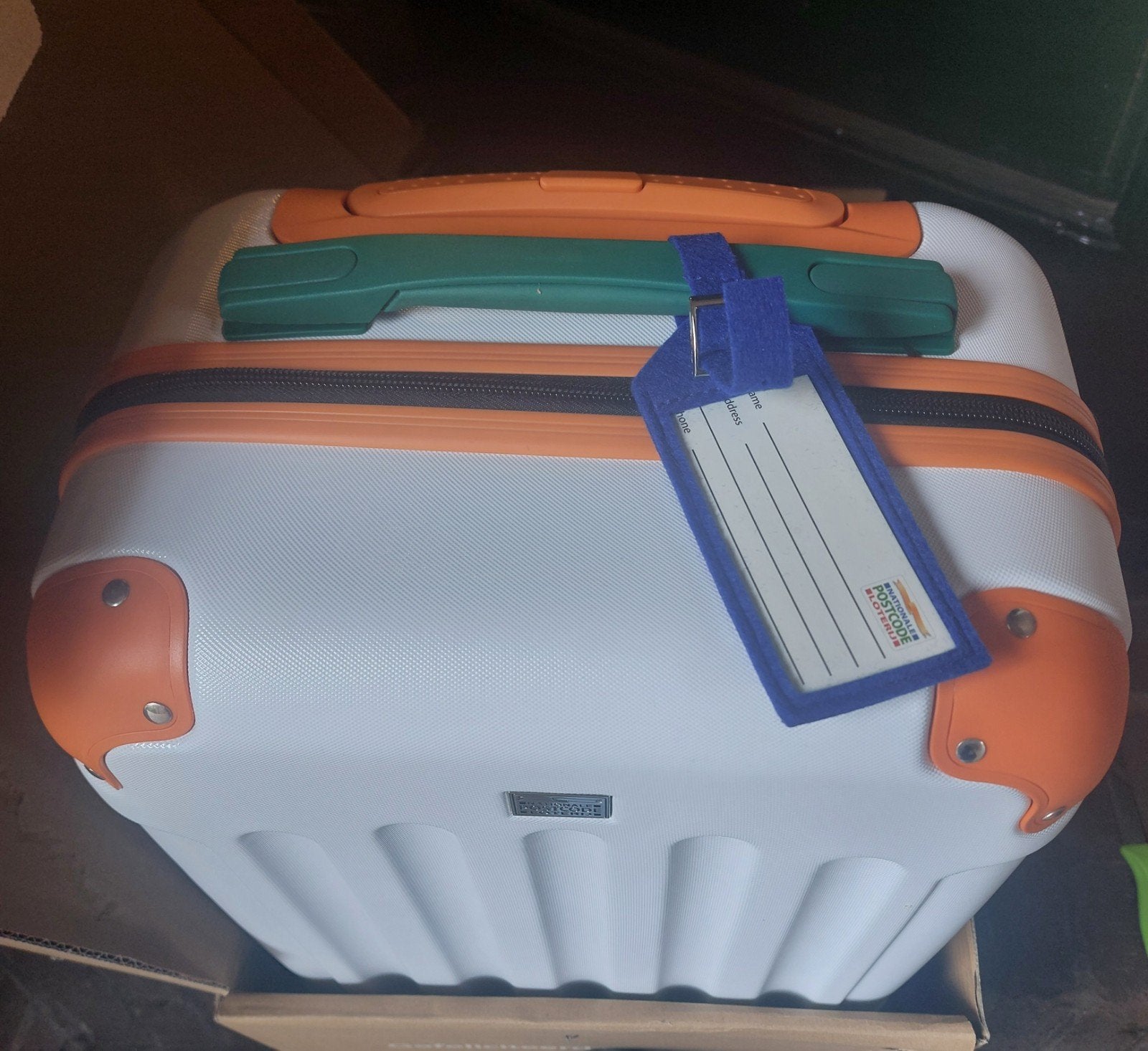 Nieuwe Handbagage Koffer - Wit/Oranje met Wieltjes, Sieraden, Tassen en Uiterlijk, Koffers, Ophalen, Wieltjes, 50 tot 60 cm, Hard kunststof