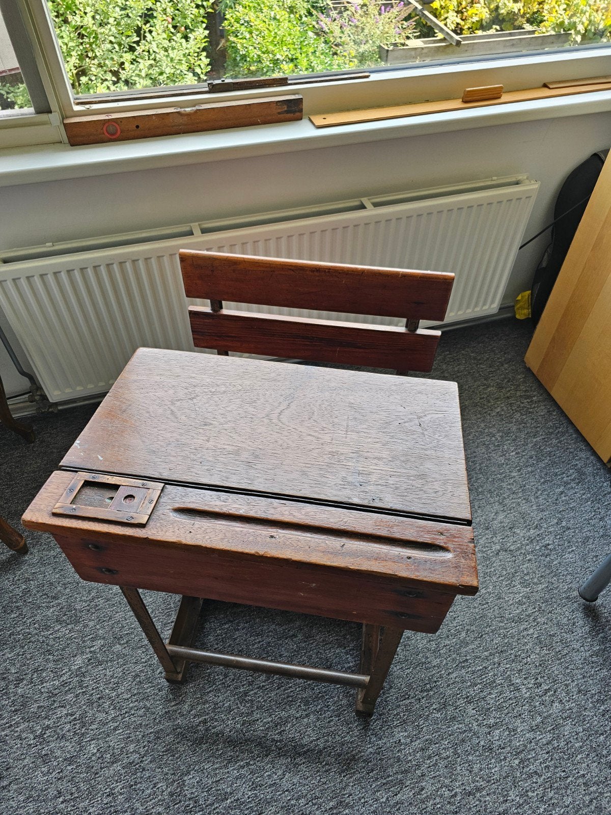 Antieke schoolbank school tafel buro lessenaar, Ophalen