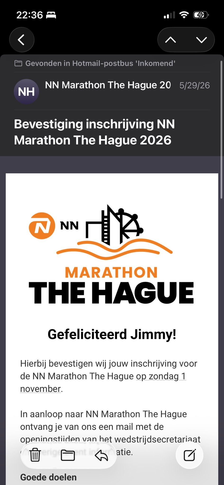 Startbewijs marathon den haag, Tickets en Kaartjes, Eén persoon
