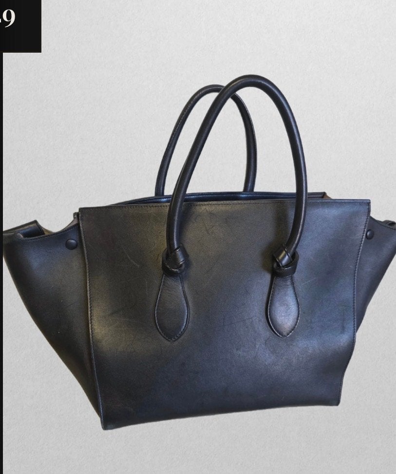Vintage Celine The Knot Tote Handtas Zwart Leer, Ophalen, Gebruikt, Zwart, Handtas