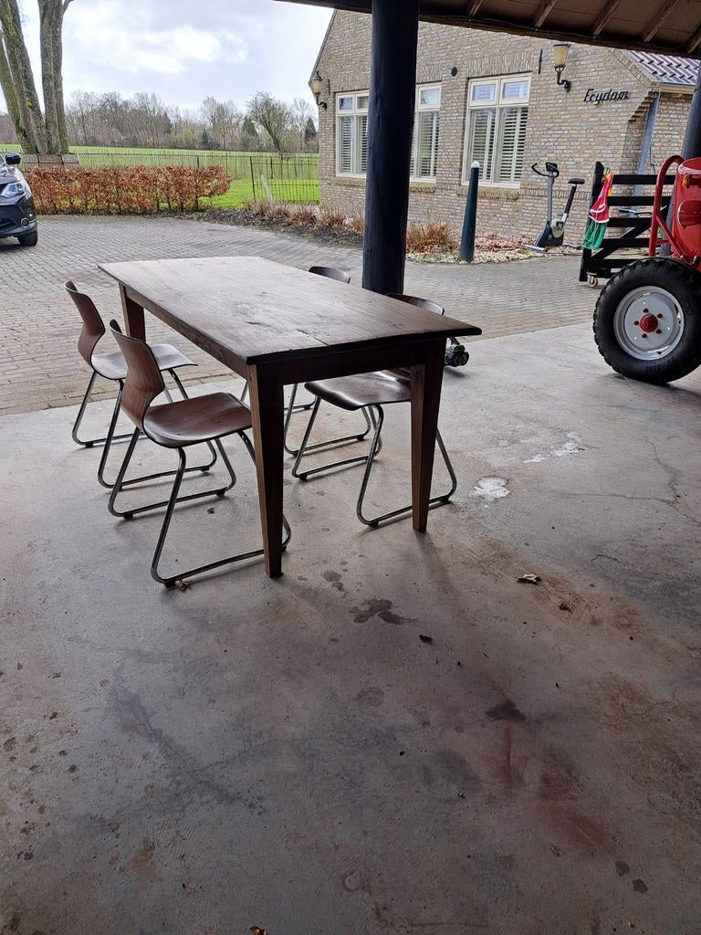 Pagholz flötotto stoelen met antieke teakhouten tafel., Ophalen of Verzenden, Gebruikt