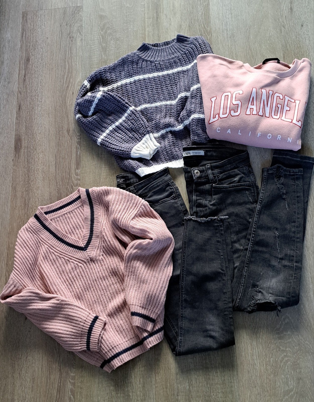 Kledingpakket: 2 spijkerbroeken (Zara, Vero Moda) & 3 truien, Zwart, Ophalen of Verzenden, W30 - W32 (confectie 38/40), Zara, Vero Moda