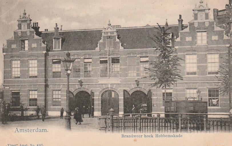 Amsterdam Brandweer Hobbemakade kazerne voor 1906, Verzamelen, Ophalen of Verzenden, Voor 1920, Ongelopen, Noord-Holland