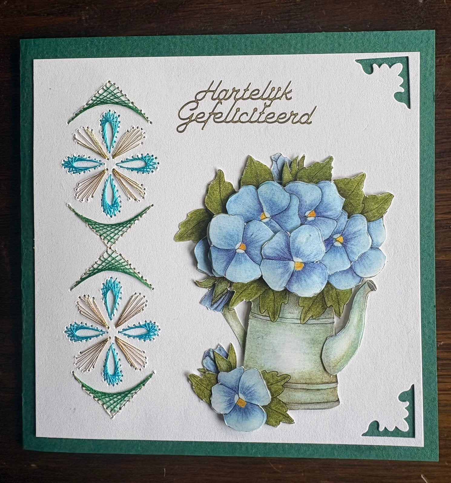 Nieuwe zelfgemaakte kaart met borduur 3D Gefeliciteerd, Hobby en Vrije tijd, Kaarten | Zelfgemaakt, Ophalen of Verzenden, Nieuw