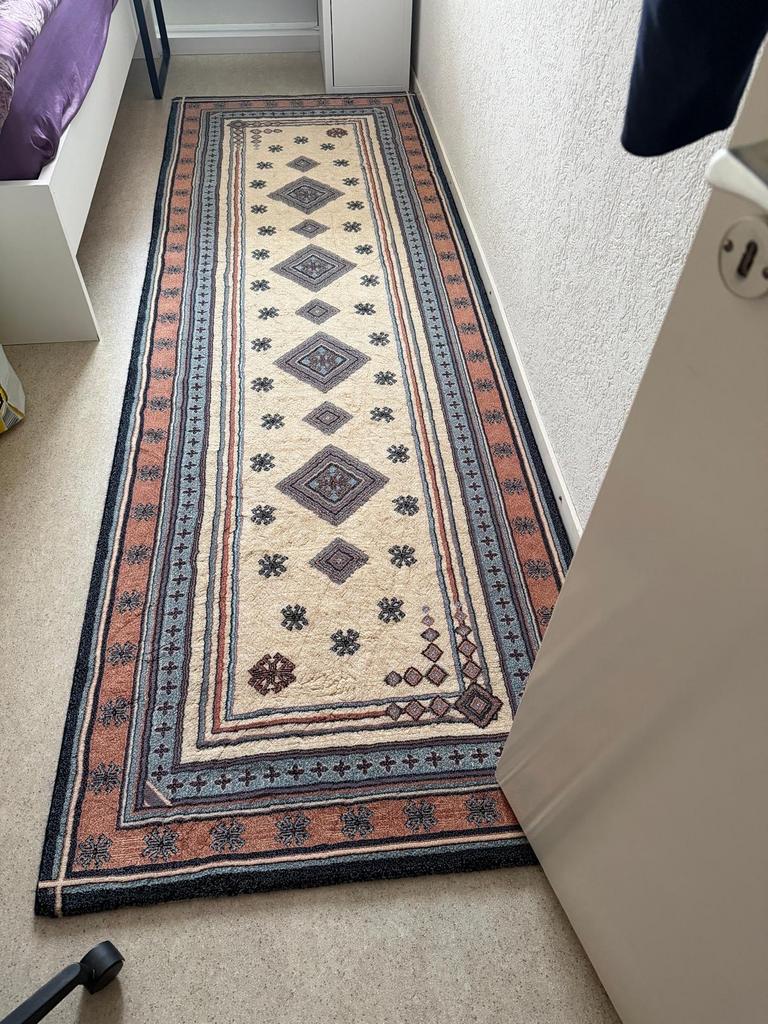 Lange vloerloper met traditioneel patroon, Ophalen, Gebruikt, Beige, 200 cm of meer