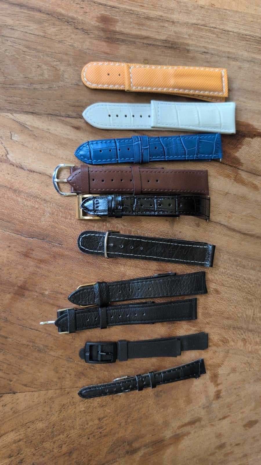 Diverse horlogebandjes - Leer en textiel, Sieraden, Tassen en Uiterlijk, Horloges | Dames, Ophalen of Verzenden, Gebruikt, Leer