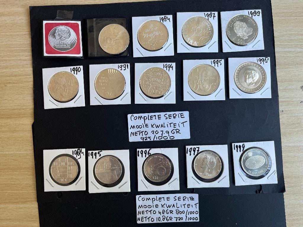 BEATRIX MOOIE SERIE 50 GULDEN - SERIE TIEN GULDEN, Postzegels en Munten, Munten | Nederland, Koningin Beatrix, Zilver, 50 gulden