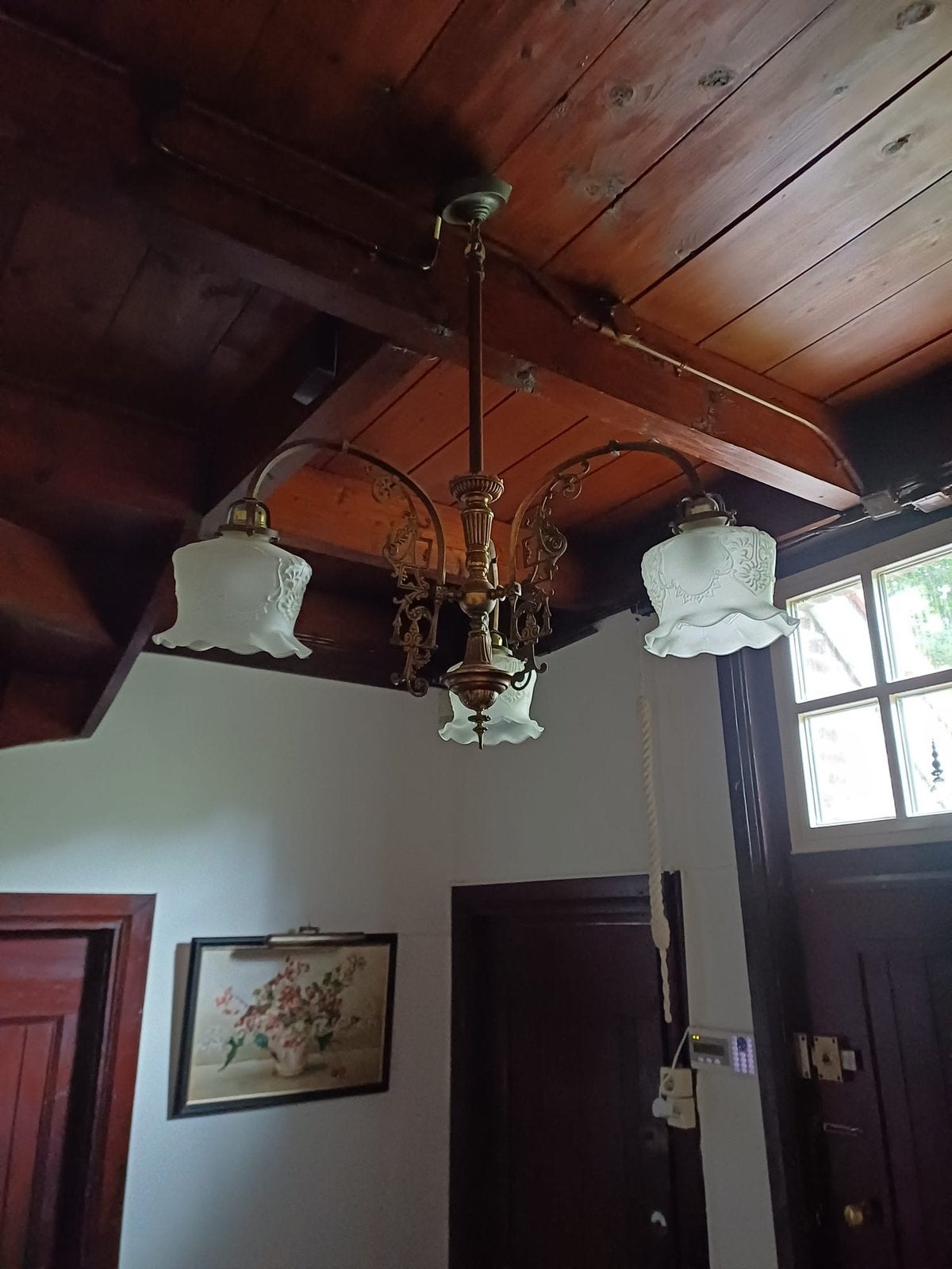 Antieke plafondlamp, Huis en Inrichting, Ophalen, Zo goed als nieuw, Metaal