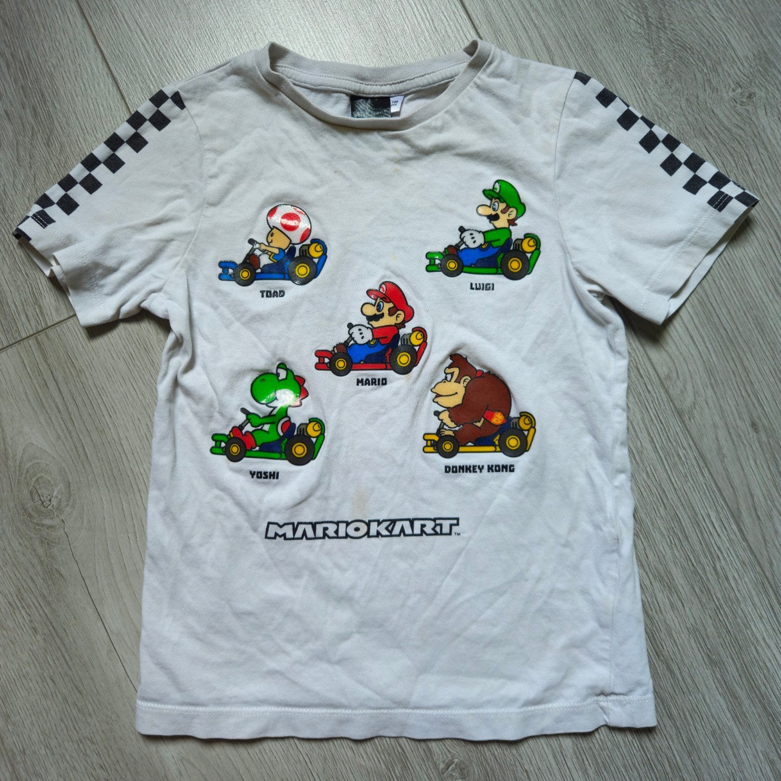 Mario Kart T-shirt - Wit met karakters maat 116, Ophalen of Verzenden, Gebruikt, Shirt of Longsleeve