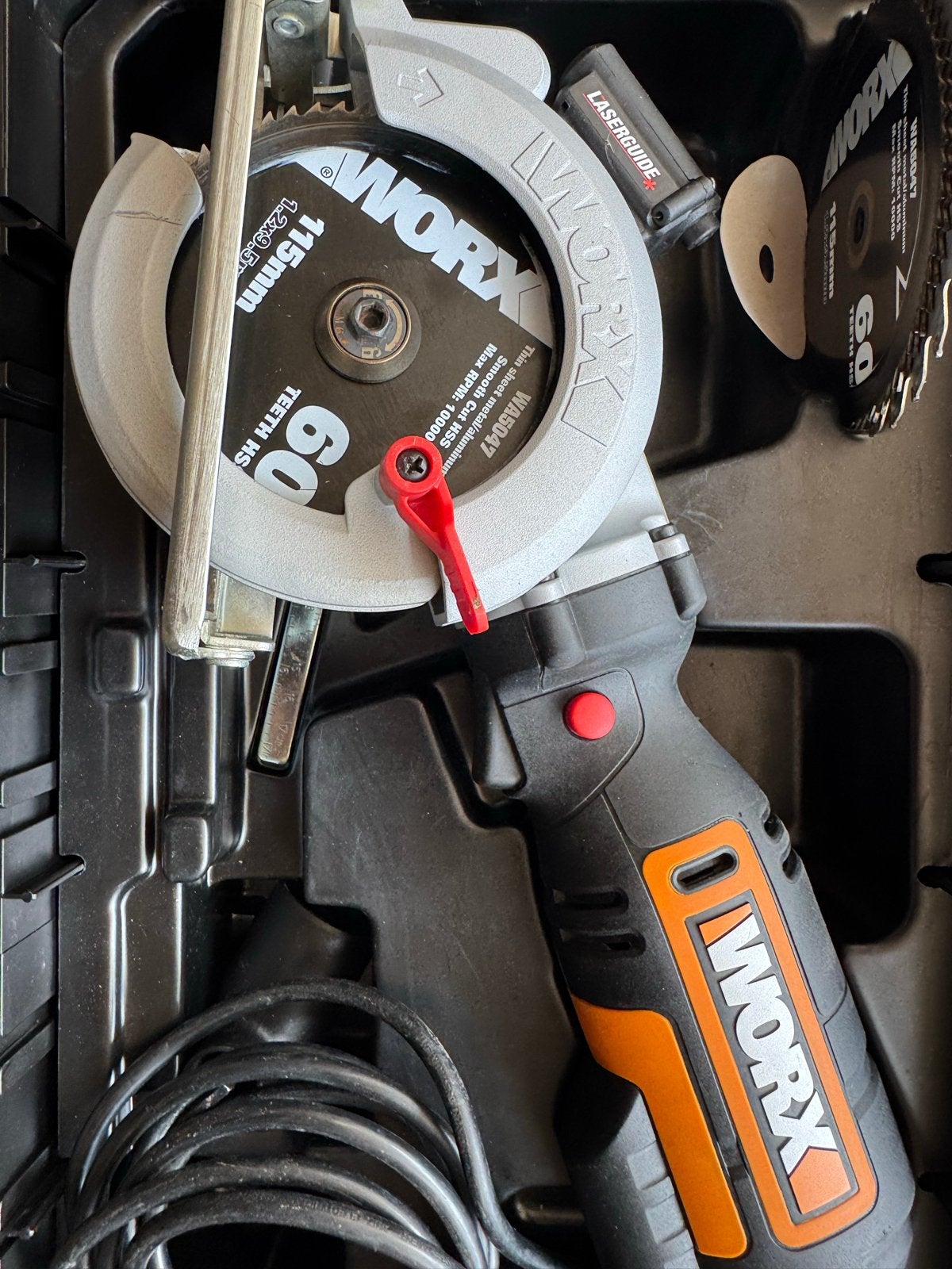Worx WX427 Worxsaw XL 710W Compact Cirkelzaag, Cirkelzaag, 600 tot 1200 watt, Ophalen of Verzenden, Zo goed als nieuw