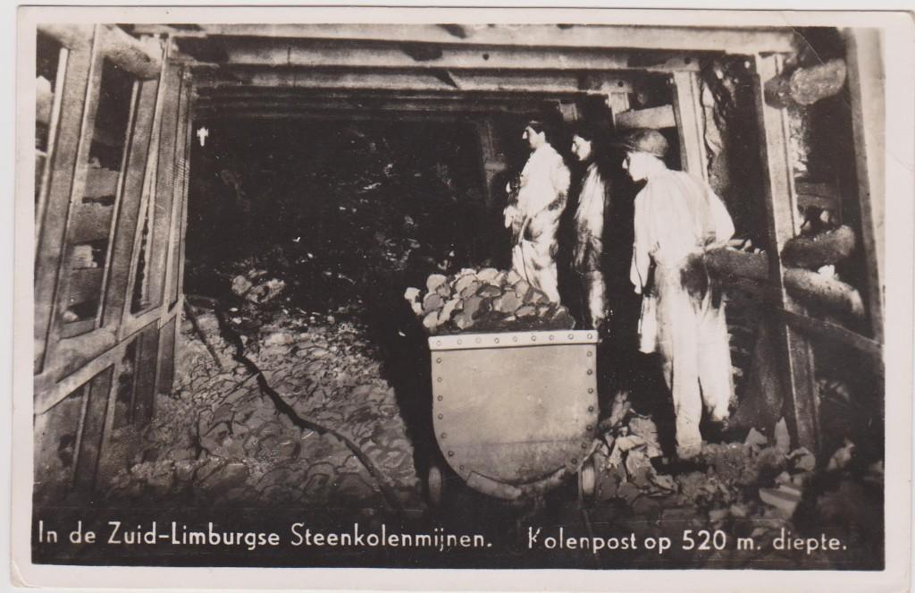 Zuid-Limburgsche Mijnen - Kolenpost op 520 meter diepte, Verzamelen, Ansichtkaarten | Nederland, Verzenden, 1920 tot 1940, Gelopen
