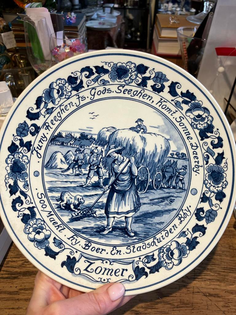 Royal Goedewaagen Blauw Delfts Holland Zomer Wandbord, Ophalen of Verzenden