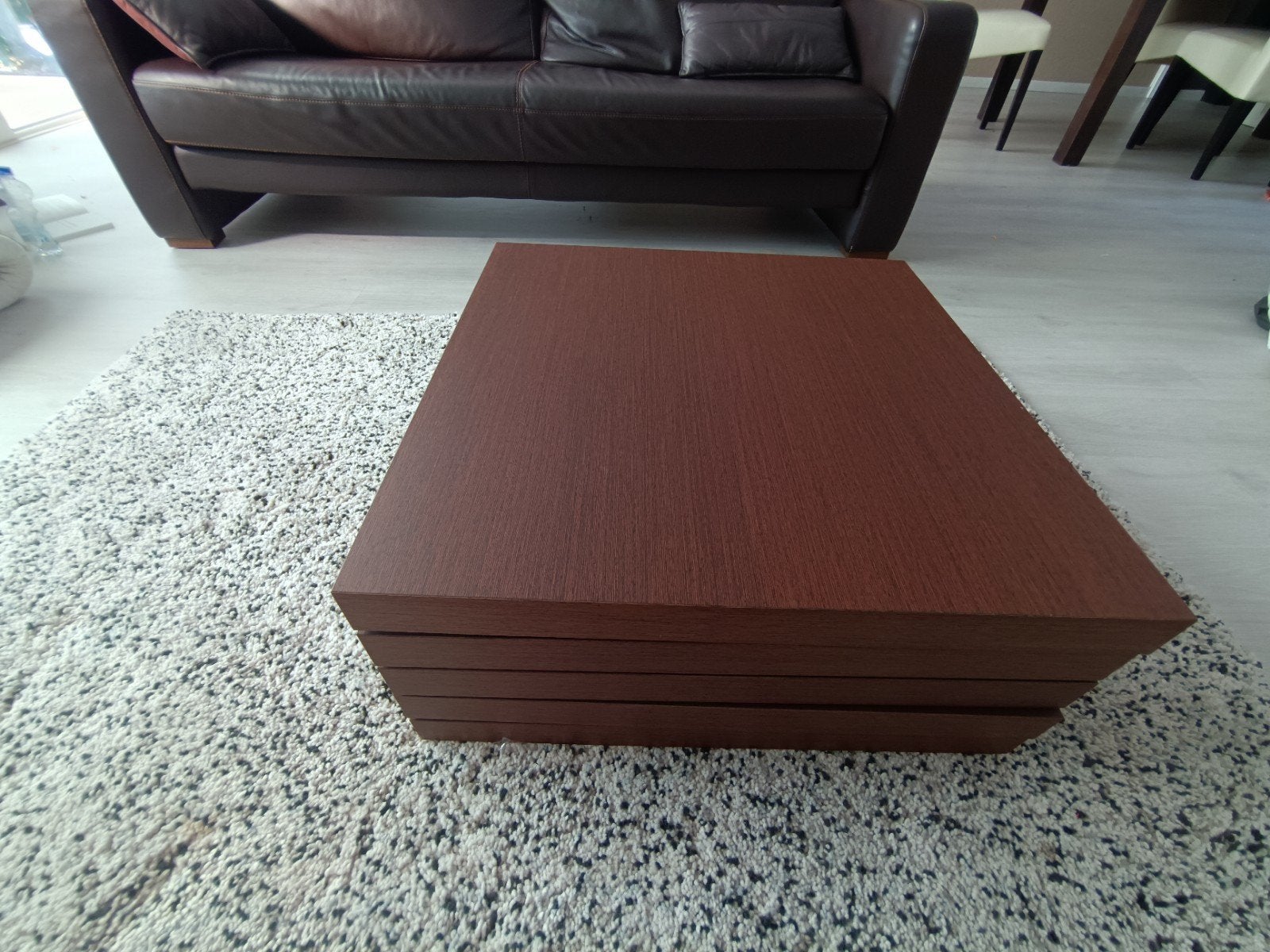 Salontafel met uitschuifbare bladen, Ophalen, Gebruikt, 50 tot 100 cm, Bruin