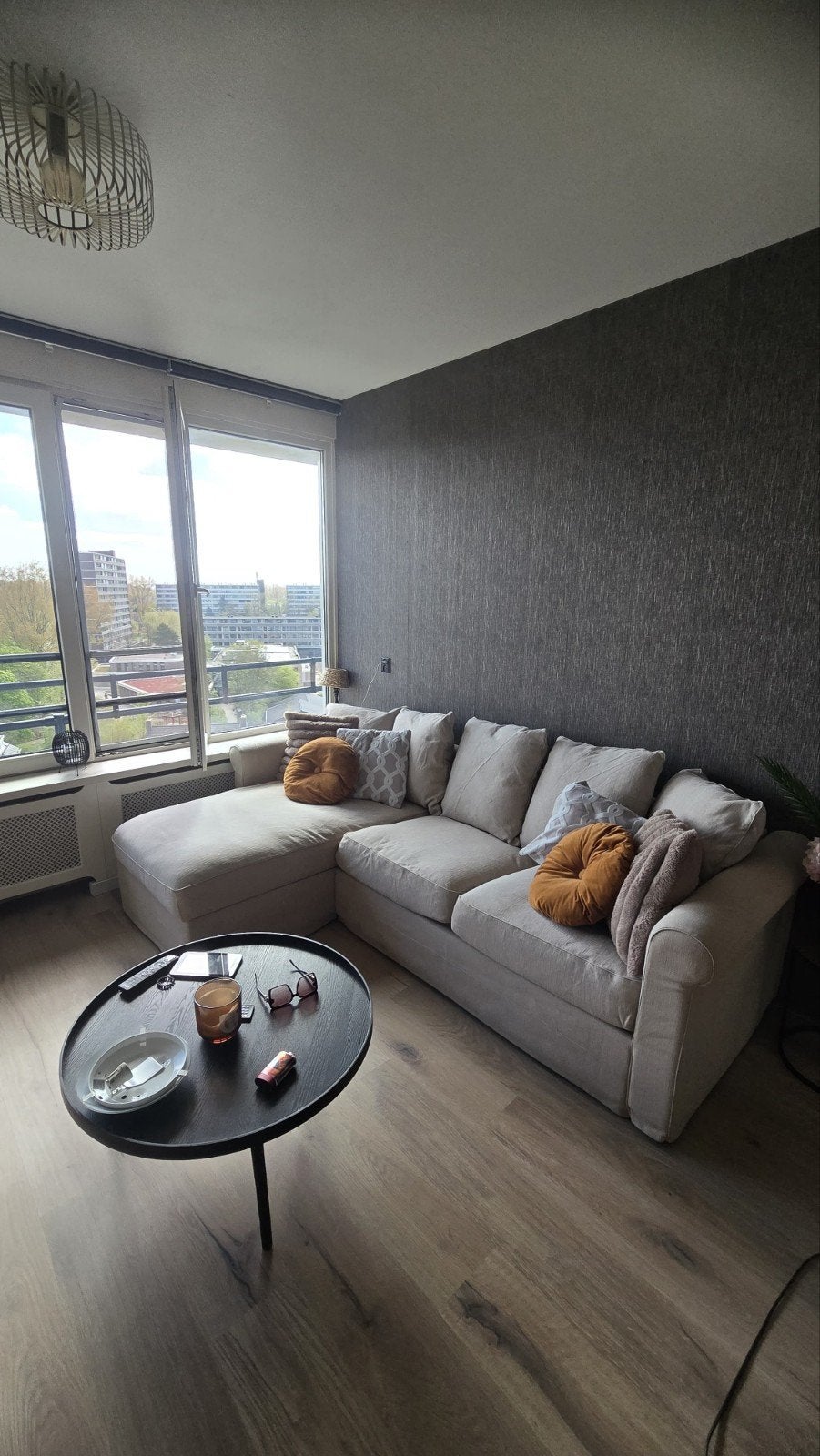 Bank met Chaise Longue, Ophalen, Gebruikt, Stof