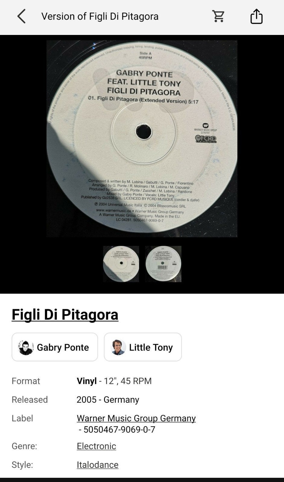 12" vinylplaat, Gabry Ponte -Figli di pitagora-, Ophalen of Verzenden, Gebruikt, 12 inch