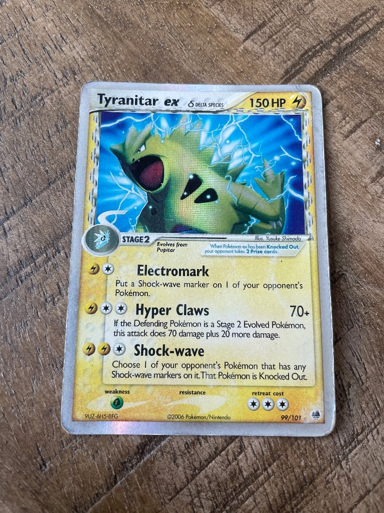 Tyranitar ex 99/101 – Dragon Frontiers Holo Pokémon kaart, Ophalen of Verzenden, Zo goed als nieuw, Losse kaart