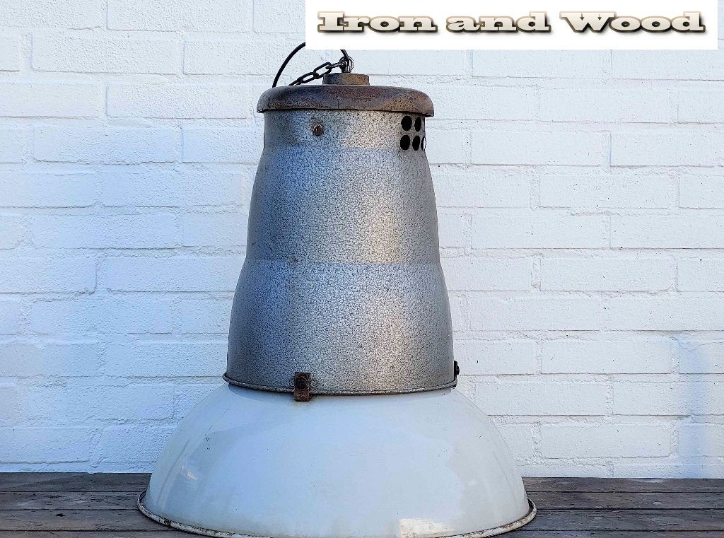 Oude Franse witte stoere vintage MAZDA hanglamp D52 H62, Ophalen of Verzenden, Gebruikt, Vintage stoer robuust design MAZDA loft Frans industrieel