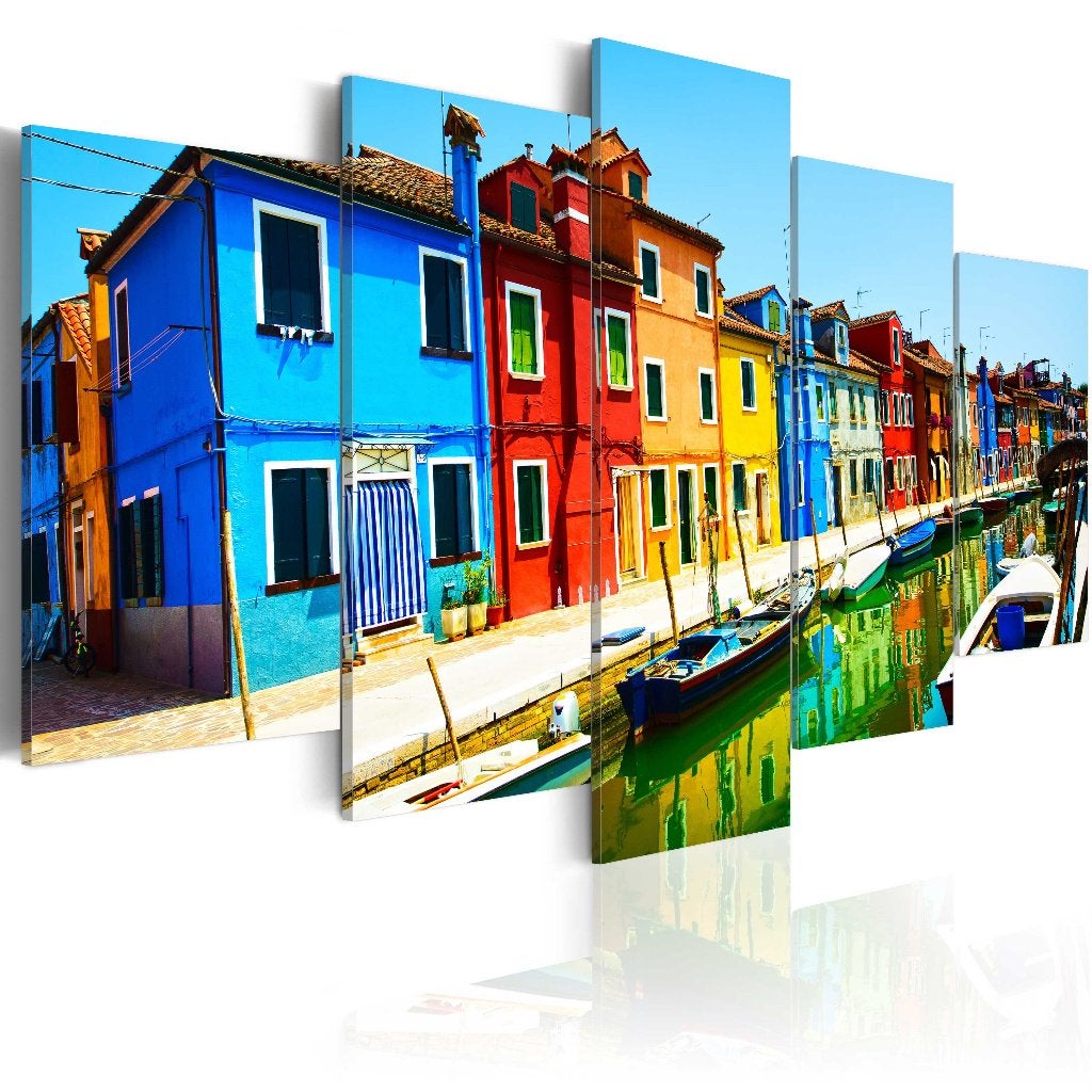 736 Italie Venetie 5 Luik Canvas Schilderij 200x100cm Nieuw, Huis en Inrichting, Woonaccessoires | Schilderijen, Tekeningen en Foto's
