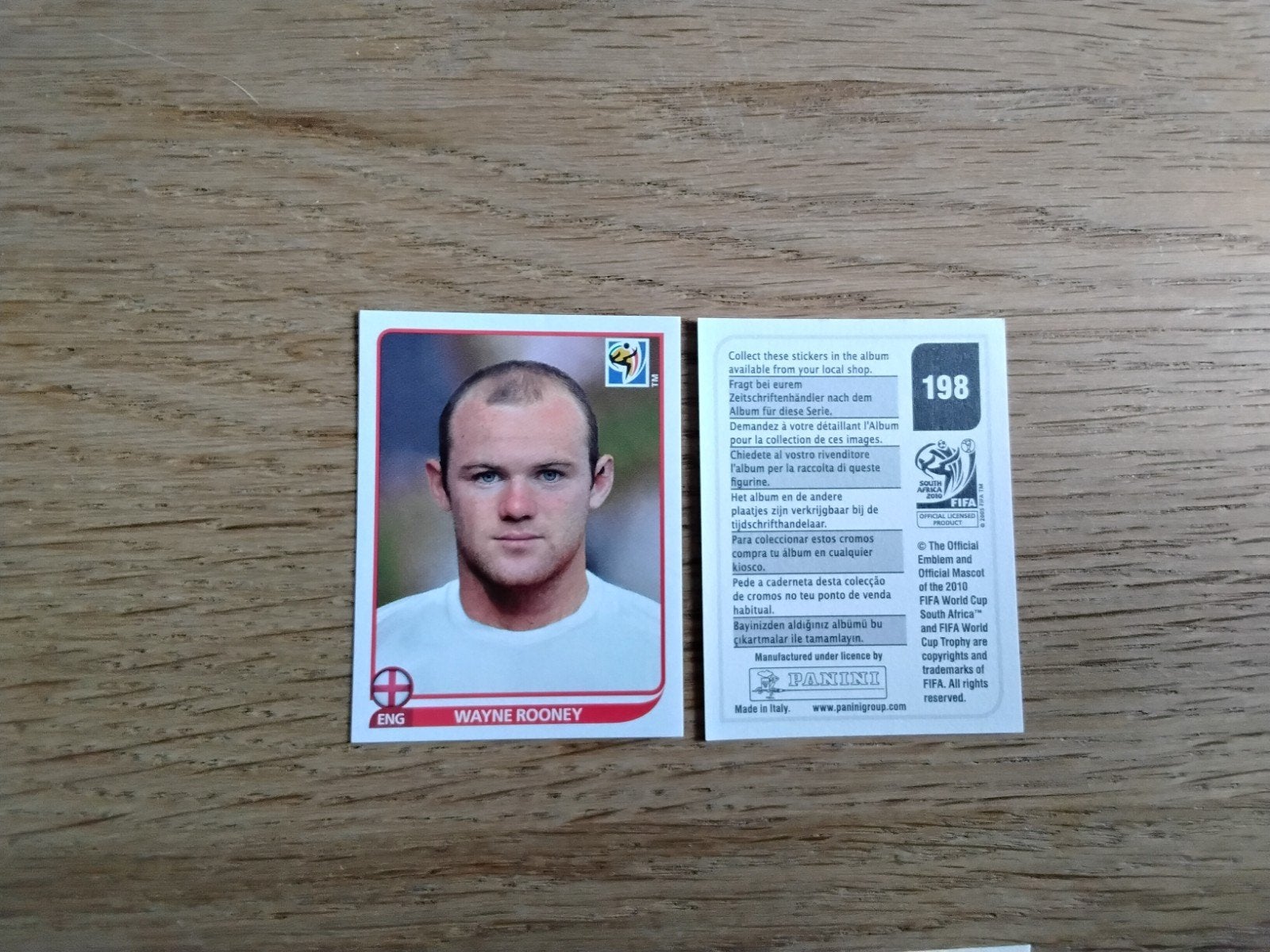 Panini WK 2010 Sticker Wayne Rooney Engeland #198, Verzamelen, Ophalen of Verzenden, Zo goed als nieuw, Poster, Plaatje of Sticker