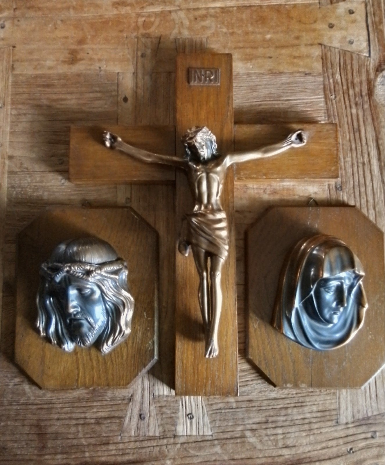 Devotie Decoratie Set Jaren '50 Koper in Goede Staat, Antiek en Kunst, Ophalen of Verzenden