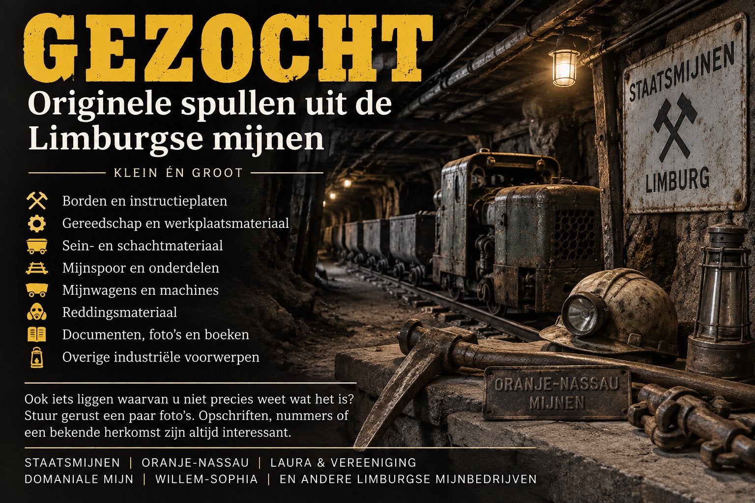 Gezocht: materiaal uit de Limburgse mijnen, Ophalen of Verzenden