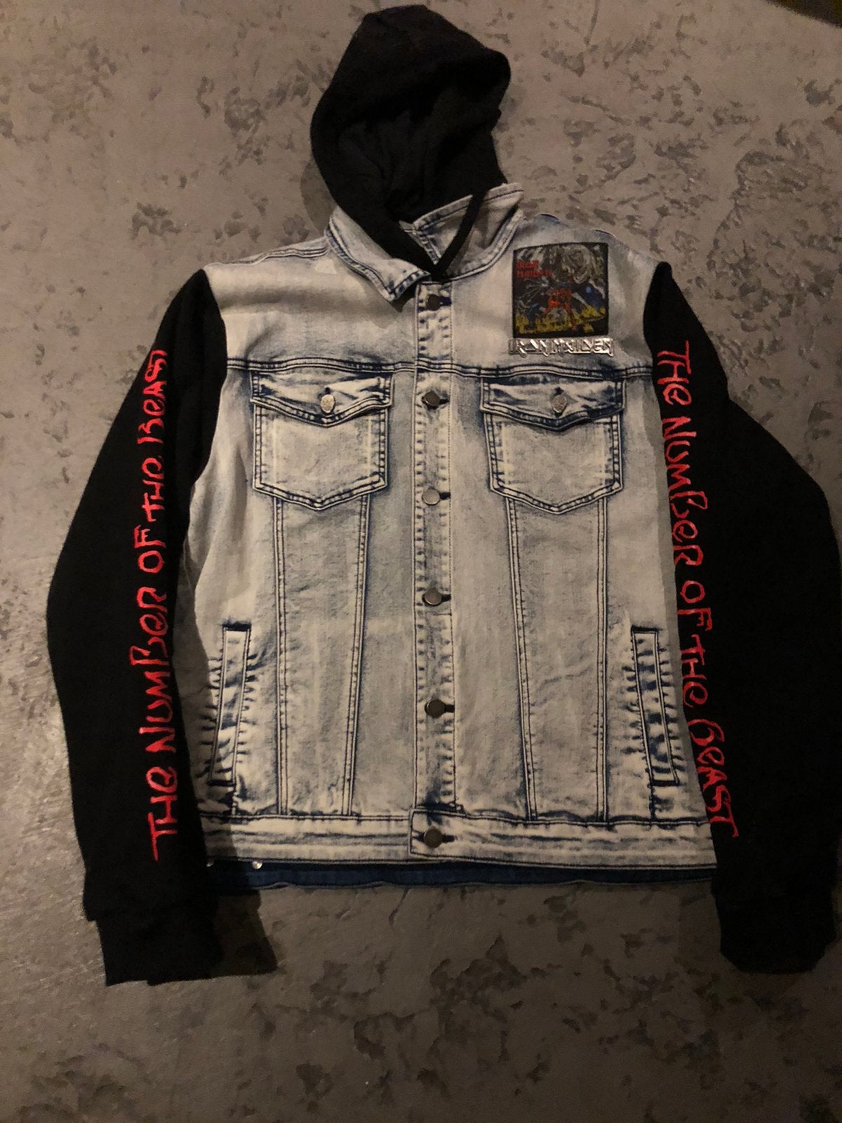Iron Maiden denim jack XL  number of the beast  jas, Ophalen, Zo goed als nieuw, Kleding