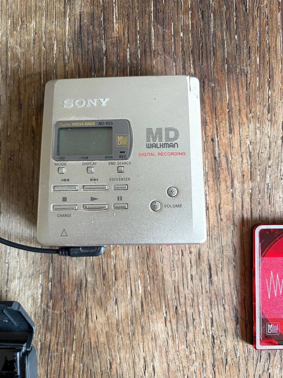 Sony MiniDisc MD speler/recorder MZ-R55 rare champagne + acc, Ophalen of Verzenden, Minidisc-recorder