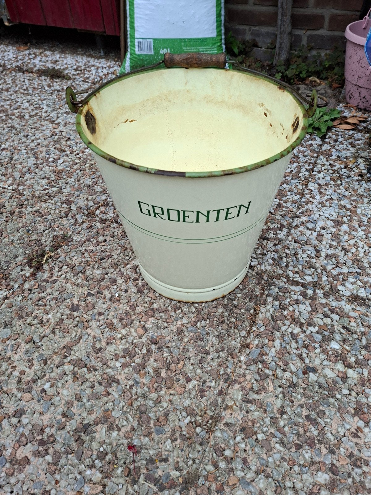 Emaille groenten emmer 10 euro, Ophalen, Rond, Metaal, Minder dan 40 cm