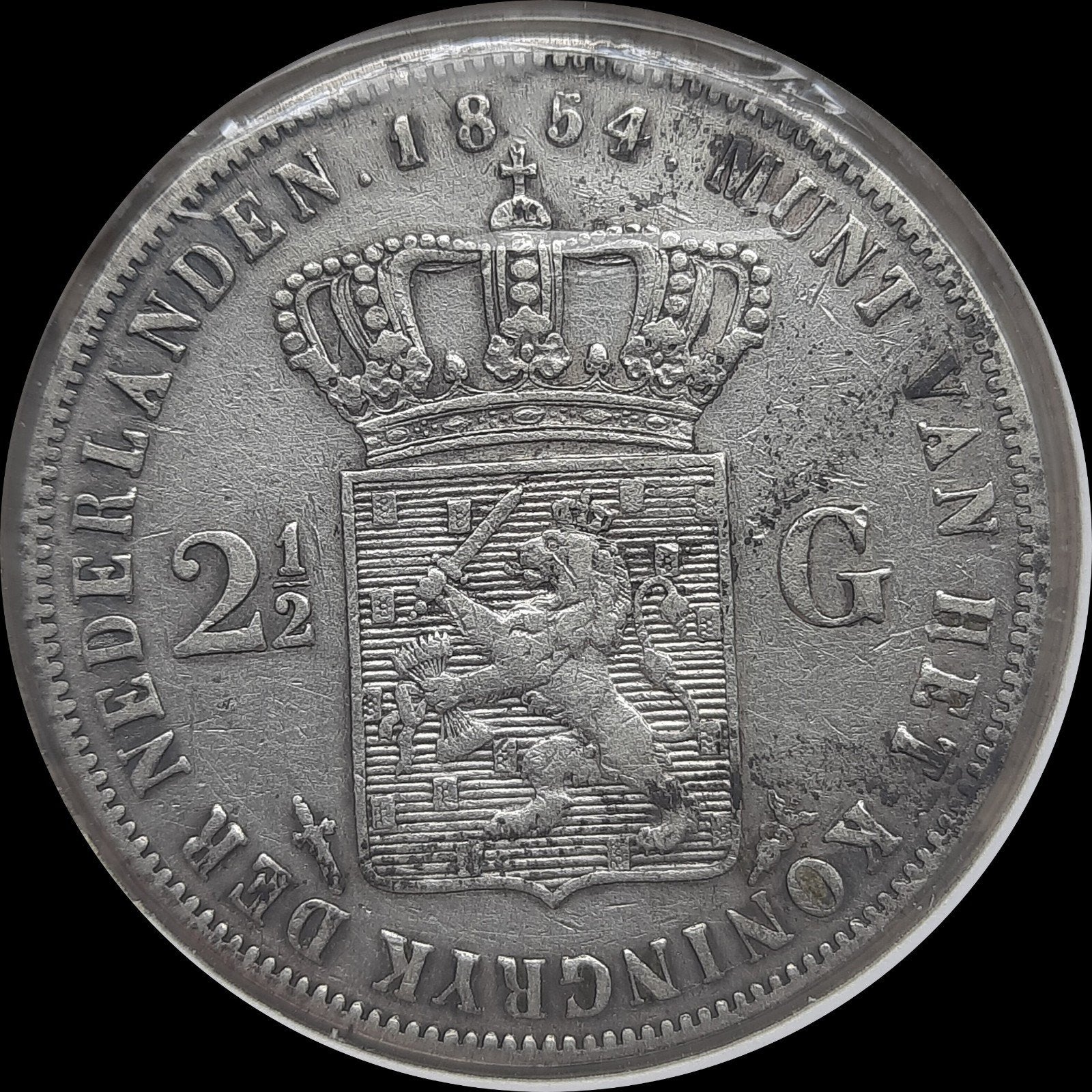 Rijksdaalder 1854 Willem 3, Postzegels en Munten, Ophalen of Verzenden, Koning Willem III, 2½ gulden