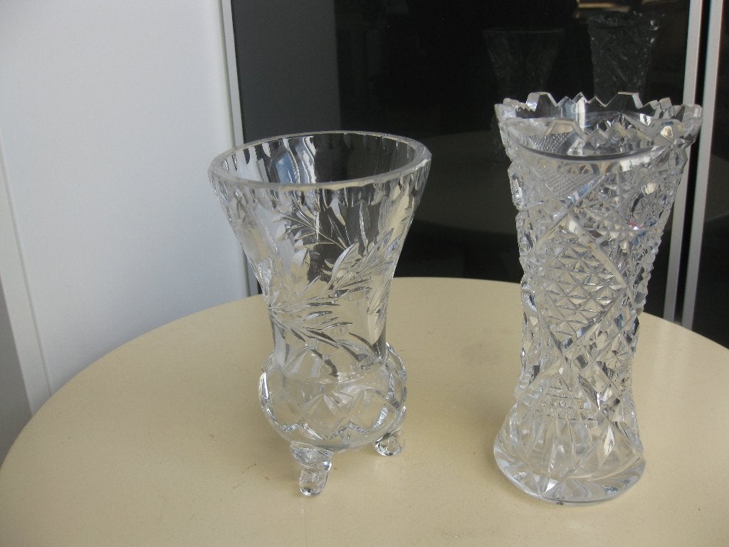 Twee kristallen vazen in uitstekende staat., Antiek en Kunst, Antiek | Glas en Kristal, Ophalen of Verzenden