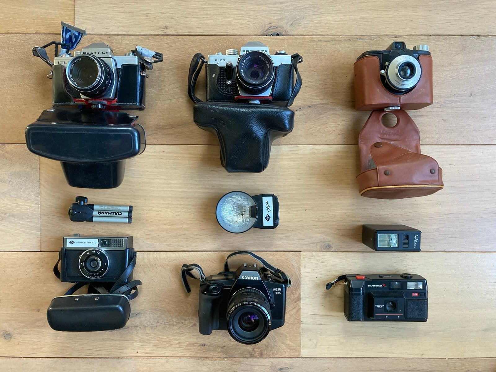 Vintage camera collectie: Canon, Praktica, Agfa en meer, Ophalen, Gebruikt, Spiegelreflex, Canon